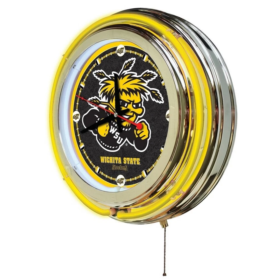 NCAA - Wichita State Double Neon Ring, Logo Clock College Team Logo - Image 2 of 4