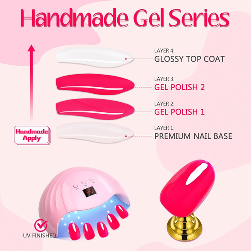 GLAMERMAID Nude Pink Press on Nails Short Almond, Handmade Jelly Soft Gel - 第 4/12 張圖片