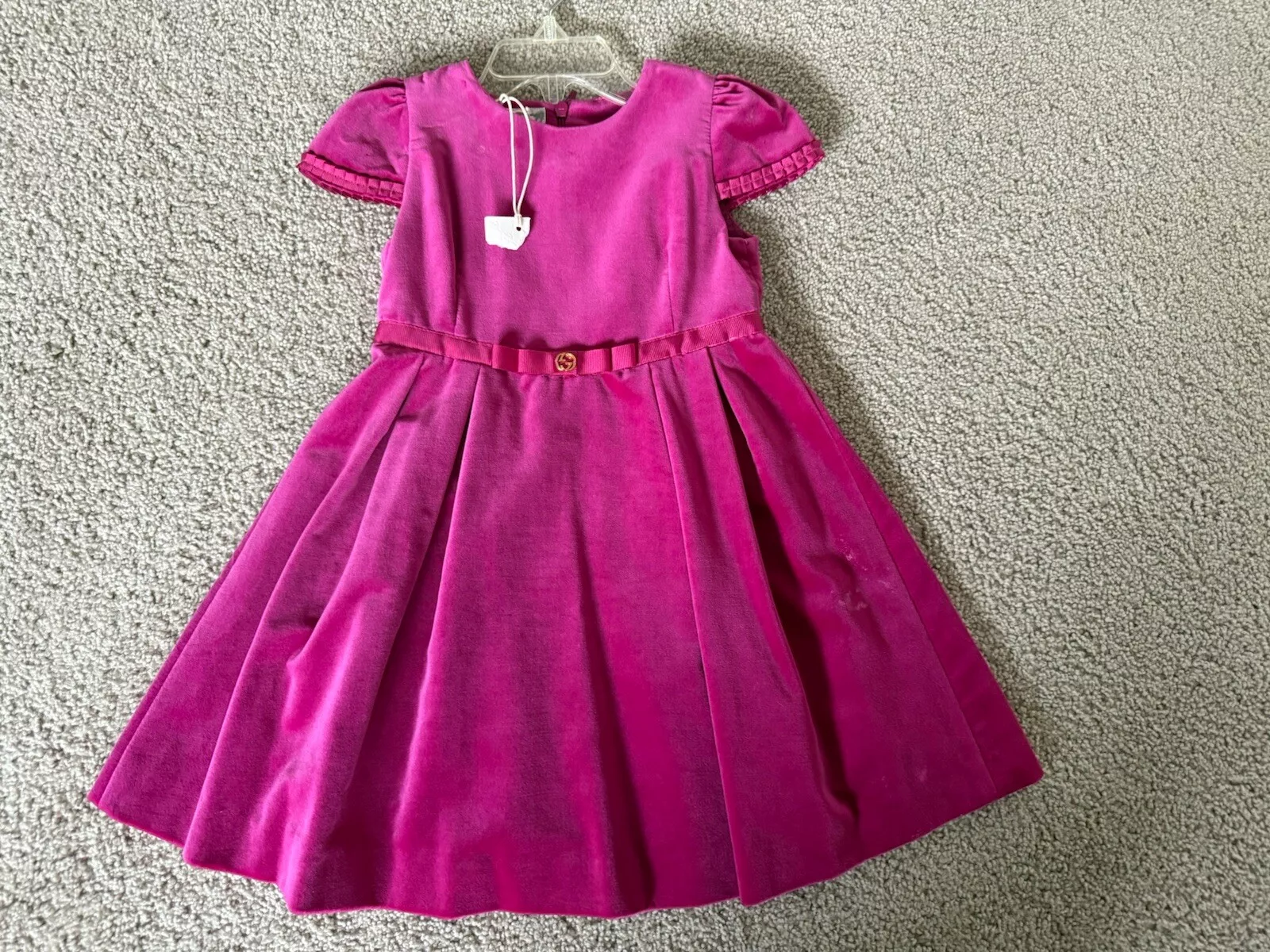 Auth + Gucci bébé bambin fille ROSE velours robe 18m 24m