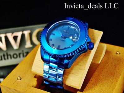 Invicta Men's 47mm PRO DIVER AUTOMATIC 24J BLUE DIAL Triple Blue