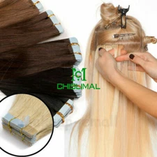 real Remy Human Hair Extensions 20pcs 16-30inch Seamless Tape In Skin Weft Hair