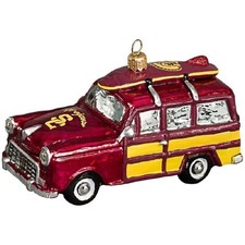 USC Trojans Woody Car Polish Glass Christmas Ornament