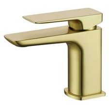 Brass Bathroom Basin Sink Mixer Taps Square Faucet Lever Brushed Brass 