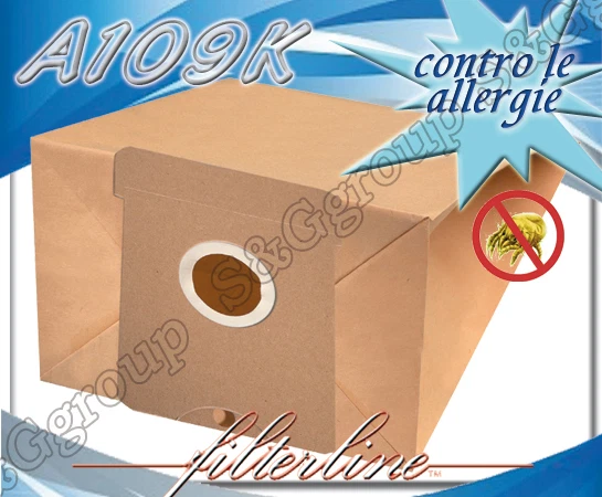 8 sacchetti per AEG Vampyr Oko 8258 filtro sacco in carta aspirapolvere A109 - Immagine 2 di 2