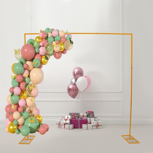 Gold Square Arch Balloon Stand Flower Rack Wedding Party Background Prop Decor