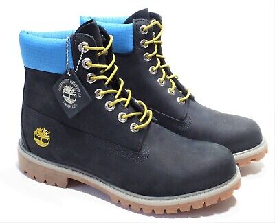 Timberland Men's 6 Inch Black Blue Leather Waterproof Boots Timberland Men's 6 Inch Black Blue Leather Waterproof Boots