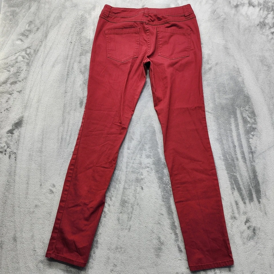 Pantalones de mezclilla INC para mujer 6 rojos tiro bajo pierna ajustada calce regular elástico denim informal Foto 3 de 4