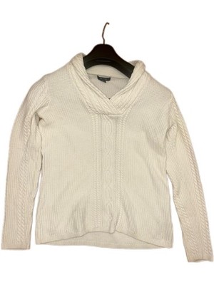 Nautica Cozy White 100% Cotton Cable Knit Sweater Size Medium