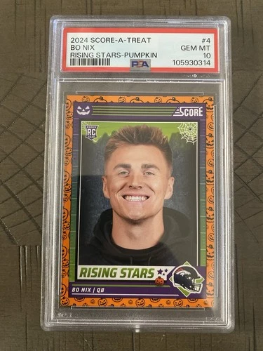 2024 Panini Score-A-Treat - Rising Stars Bo Nix #4 Orange Pumpkins (RC) PSA 10