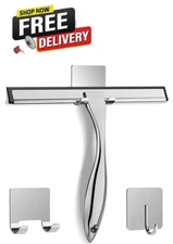 All-Purpose Stainless Steel Shower Squeegee for Shower Glass Door with 2 Adhesiv