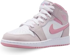 Air Jordan 1 Mid Big Kids' Shoes Pearl Pink/White/Medium Soft Pink Size 5 - Pe