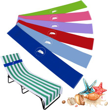 Towel Bands 6 Pack - Stretch Beach Towel Clips for Beach Cruise Pool Chairs, L