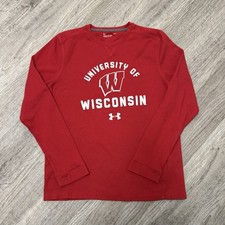 Under Armour Mens University of Wisconsin Badgers Waffle Thermal Shirt Red LG