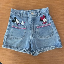 Vintage 90s Disney Mickey For Kids Size 8 Denim Shorts Embroidered Mickey Minnie