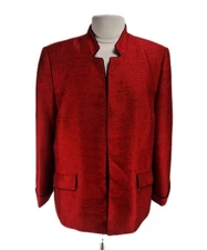 KASPER Women Two Piecs Top Plus Size 18 Red Blazer Open Front Top 108A