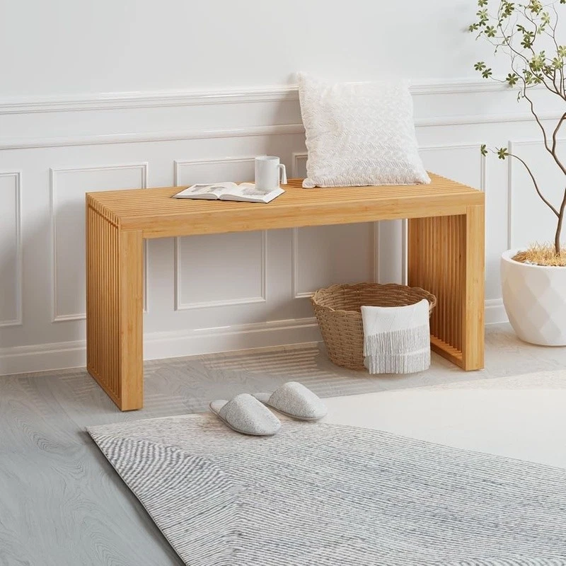 Banco de bambú interior exterior muebles modernos fácil montaje ecológico nuevo Foto 3 de 4