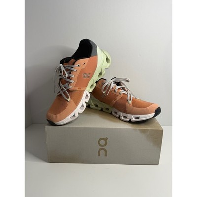On Cloudflyer Women 10.5 Running Shoes Orange Lime Green 71.98669 Sneakers