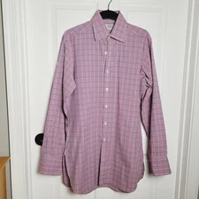 Turnbull Asser Shirt Red Check Plaid Dart Bespoke 007 Dr No Bond Brand London