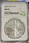 2003 US Silver Eagle $1 NGC MS69