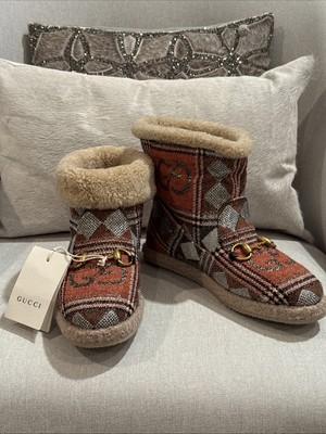 Stylish! Gucci Horsebit Multi 599017 Wool Ankle Boots Booties 39.5 EU/9 US