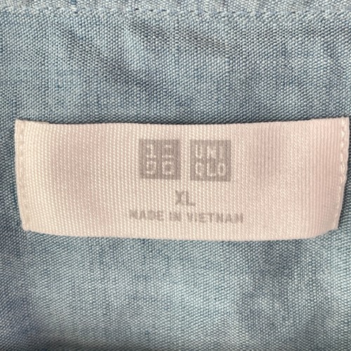 Uniqlo Button Up Shirt Mens Extra Large Blue Linen Cotton Blend Short Sleeve - Picture 7 of 11