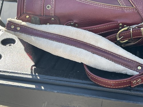 Jack Nicklaus Burgundy Leather 6 Way Mens Golf Bag Vintage + Club Cover - Picture 12 of 23
