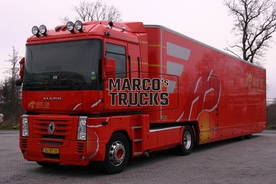 LKW Foto Renault Magnum Kofferauflieger Niederlande rot HARDEES PLAZA Rac #j3nh