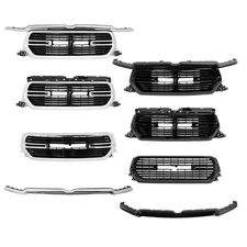 Fit 2019-2022 Ram 1500 Front Upper Bumper Grill + Grille Molding Trim Set