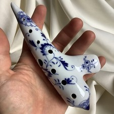Ocarina Music Instrument D Voice Classic Art ANTIQUE 1928 MEISSEN Blue Porcelain