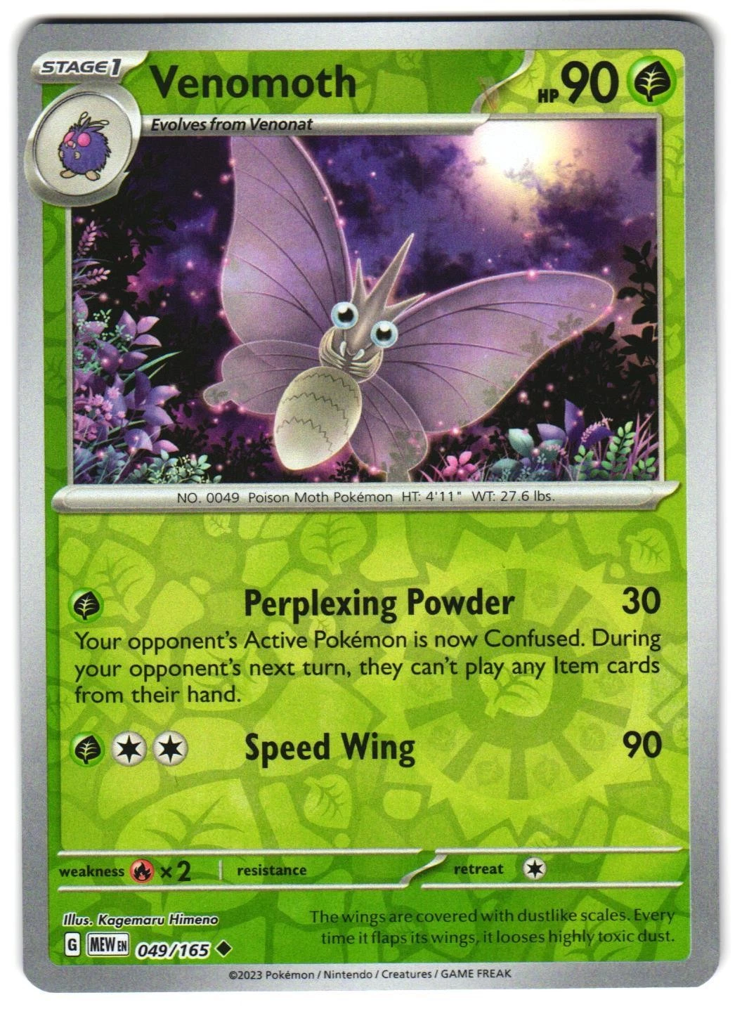 Venomoth 049/165 Reverse Holo SV: Scarlet & Violet 151 English Pokemon NM