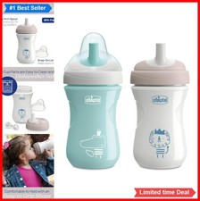 Sippy Cup 9oz 2-Pack No Spill Toddler Straw Spout Dishwasher Safe Easy Grip