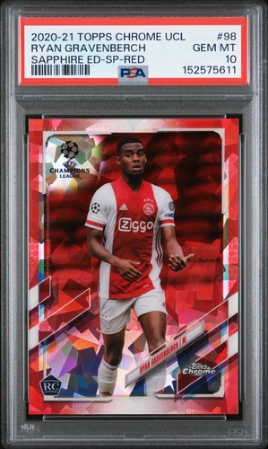 2020 TOPPS CHROME CHAMPIONS LEAGUE SAPPHIRE EDITION RYAN GRAVENBERCH 3/5 PSA 10