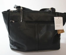 Giani Bernini Women's Nappa Classic Leather Tote Bag NC3 Black/Silver One Size