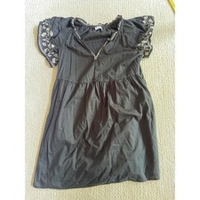 Old Navy Babydoll Dress Women S Black Y2K Embroidered Boho Cottagecore
