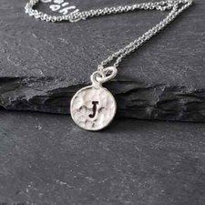 Sterling Silver Personalized Hammered Disc  L...