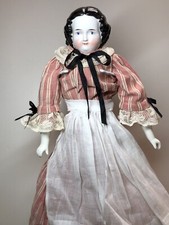 20  Antique German Porcelain China Head Doll AW Kister High Brow 1860-80  s A