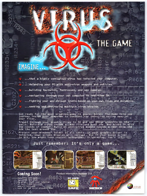 Vintage Print Ad 1998 Virus The Game PC Original Promo Poster Art