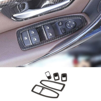 For BMW F20 F21 2012-16 Carbon Fiber Style Window Lock Lift Panel Trim Frame 5P