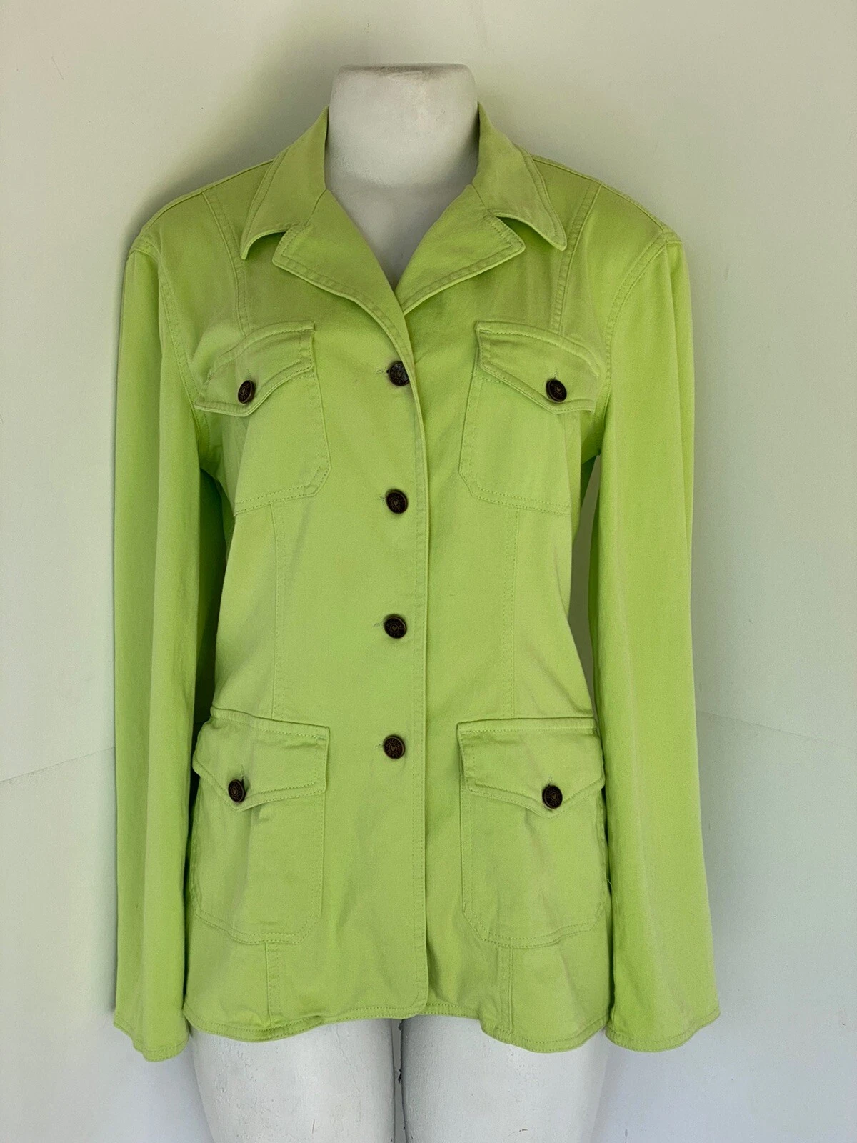 Giacca Jean Donna Moschino Vintage anni '90 Verde Lime Leggero Denim M 12
