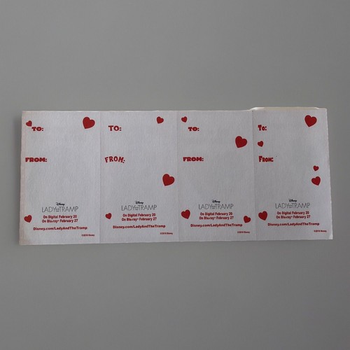 Lady And The Tramp Disney Valentines Day Cards set of 4 Movie Promotion 2018 - Picture 6 of 8