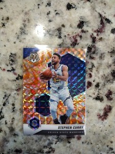 Stephen Curry 2020-21 Mosaic NBA Orange Reactive Mosaic Prizm 175 Steph Warriors
