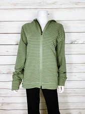 Lululemon Womens Hoodie Sz L Green Striped Full Zip Thumbholes Interior Pockets