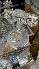 Romany Crushed Diamond Telephone Crystal Silver Shelf Ornament Bling Ideal Home