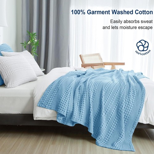 PHF 100% Cotton Waffle Weave Blanket King Size for Bed, Lightweight Washed... - Picture 227 of 238