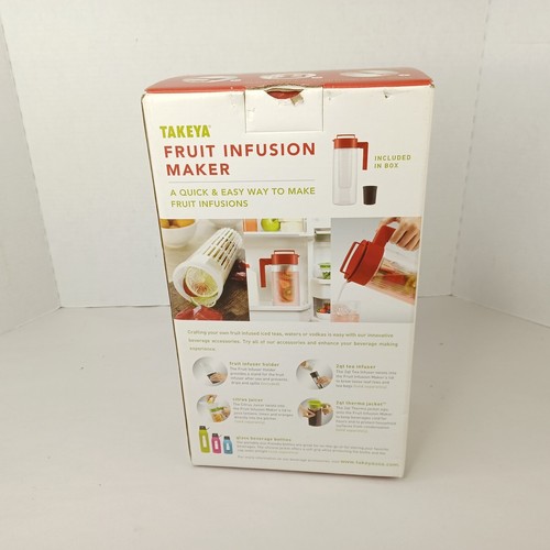 Takeya Airtight Fruit Infusion Maker Pitcher Infuser Beverage 2 Quart Red - Picture 4 of 4