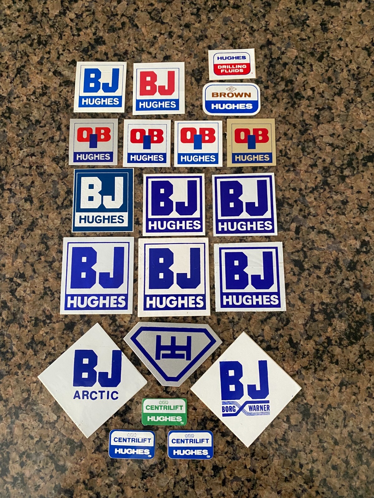 VINTAGE OILFIELD STICKER COLLECTION LOT OF 20 BJ HUGHES STICKERS ALL