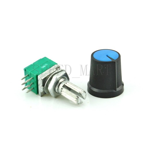 1set B100K Audio Amplifier Sealed Dual Potentiometer 15mm Shaft 6 Pins Knob - Picture 2 of 4