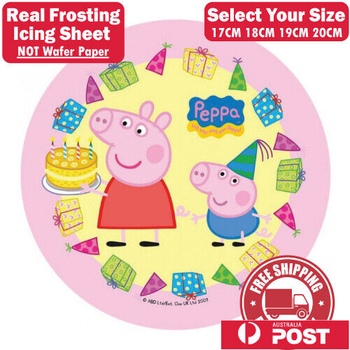 Peppa Pig Edible Image Cake Topper Round Frosting Icing Party Decoration - Picture 1 of 1