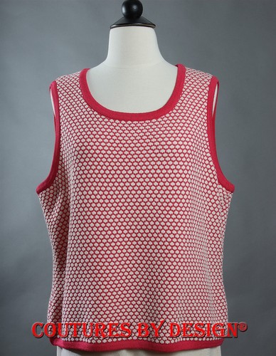 St John Knits Honeycomb Tank,Top, Shell Calypso Pink & Cream Sz X-Large NWT $400 - Picture 3 of 4