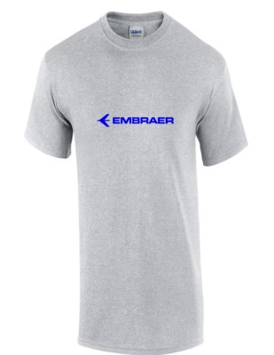 Embraer Blue Logo Brazilian Aerospace Conglomerate Sport Gray Cotton T-shirt